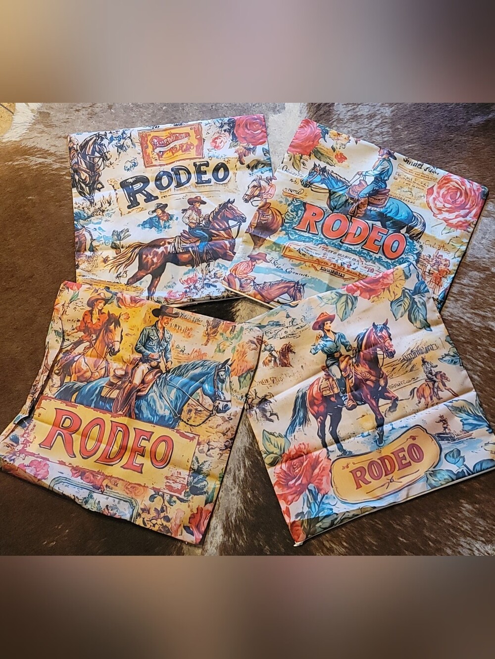 Retro Cowboy Pillow Covers Set Of 4